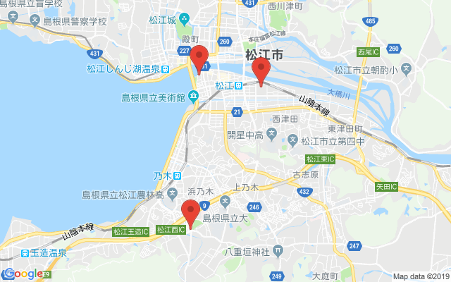 松江の保険相談窓口のマップ